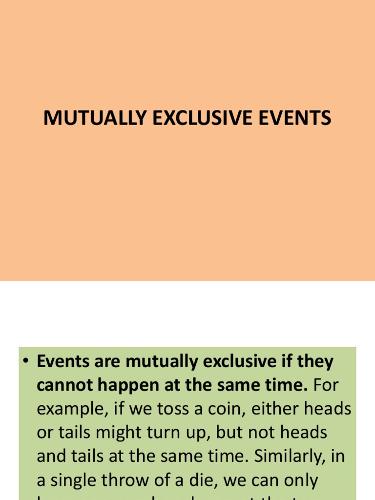 Mutually Exclusive Events Pdf Probability Mathematics