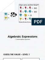 Evaluating Algebraic Expressions