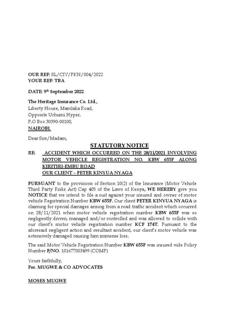 STATUTORY NOTICEPeter Kiyua PDF