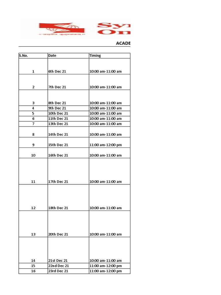 BCA Academic Calendar PDF