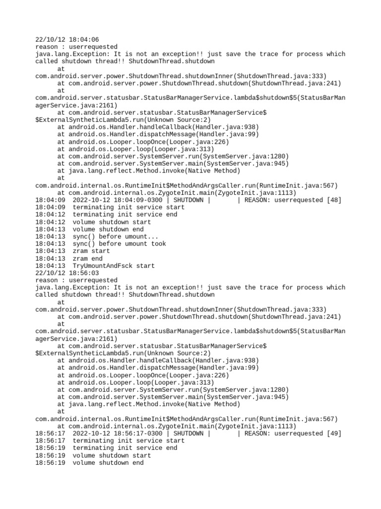 Android Update Server Shutdown Logs | PDF | Java (Programming Language ...
