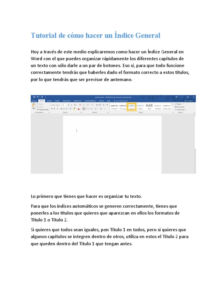 Cómo crear un Índice General en Word | PDF