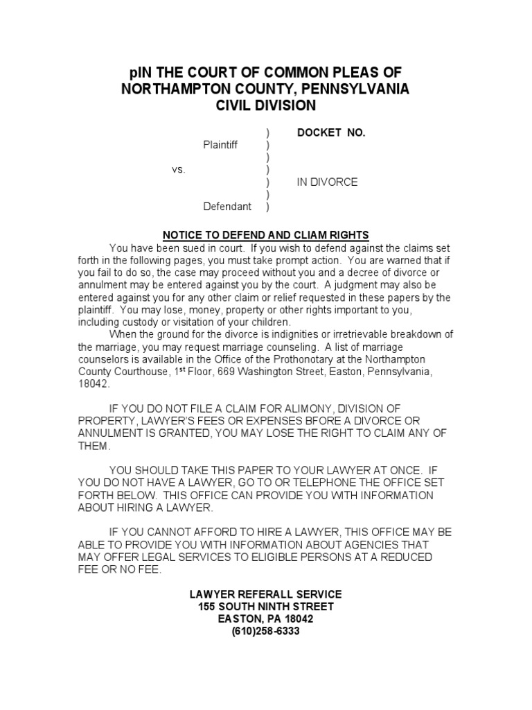 Divorce Notice and Counter Affidavit Guide | PDF | Complaint | Justice