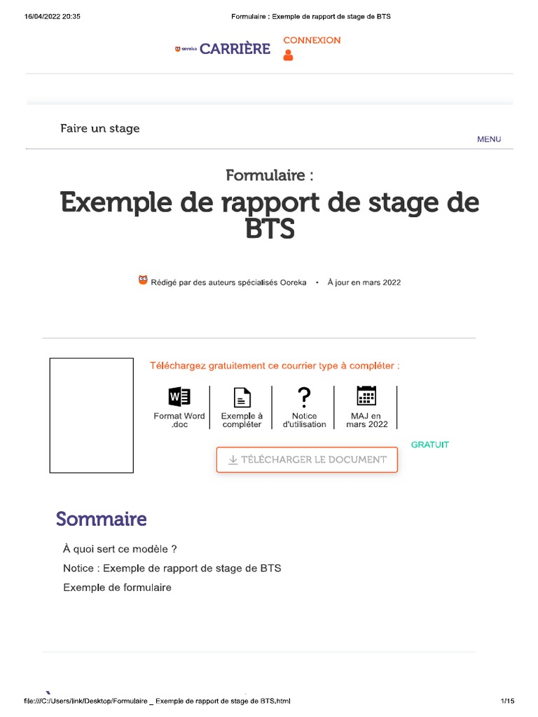Exemple De Rapport De Stage Bts Cpi Le Meilleur Exemple Exemple