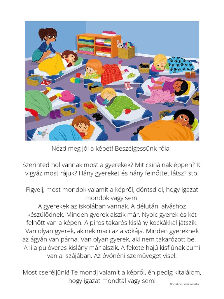 Eseménykép-Alvás Az Oviban, Beszédfejlesztés, Igaz-Hamis ...