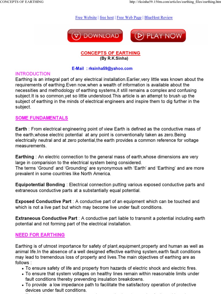 Understanding Earthing Concepts | PDF | Electric Current | Electricity