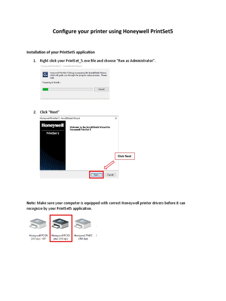 Configure Honeywell PC42t with PrintSet5 | PDF | Printer (Computing ...