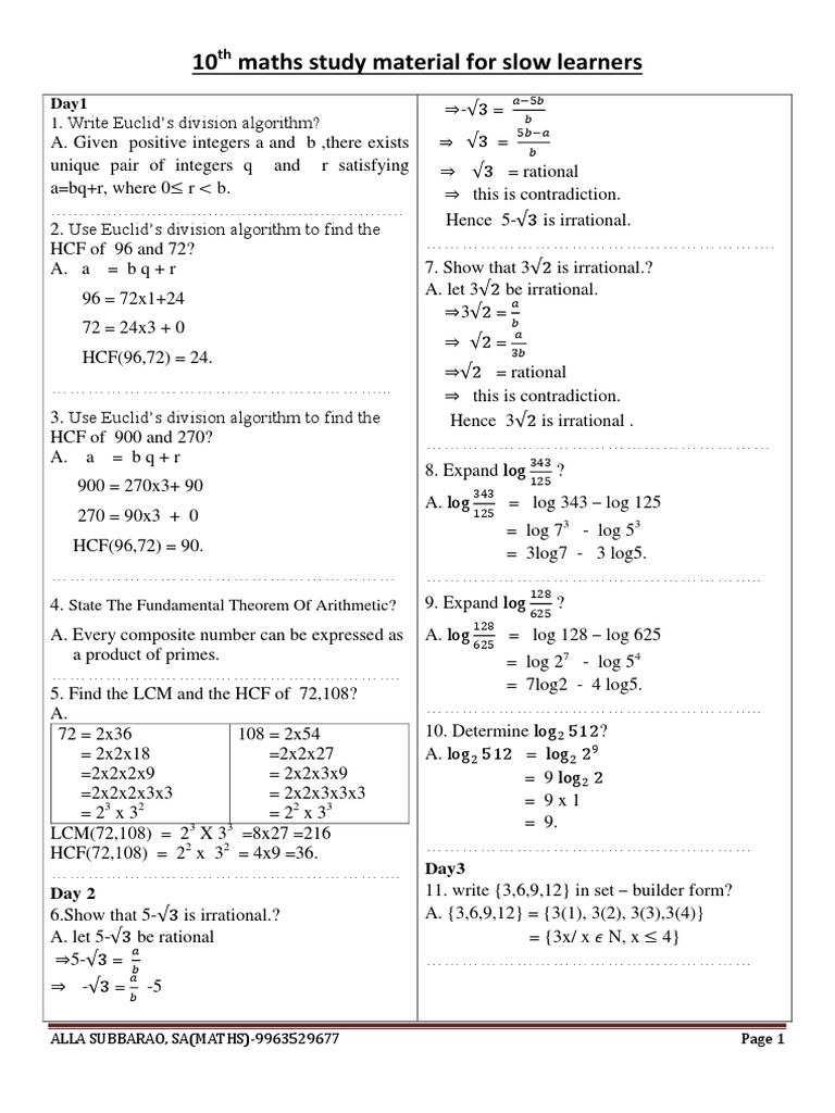 10th Grade Maths Material for Slow Learners | PDF | Triangle | Area