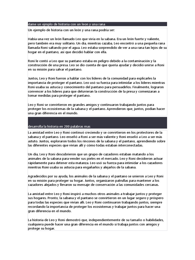 Historia Con Un Leon y Una Rana | PDF | Mar | Océanos