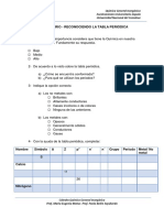 Cuestionario Reconocimiento Tabla Periodica