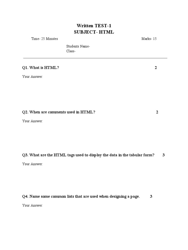 Written Test 1 | PDF