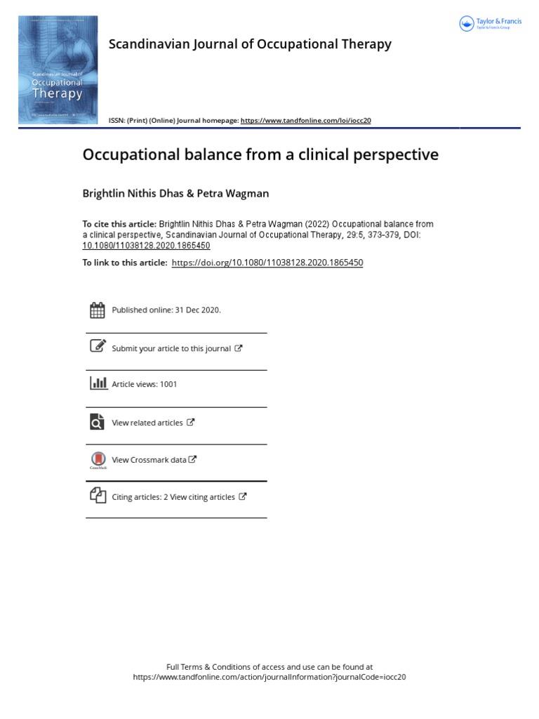 Occupational Balance From A Clinical Perspective | PDF | Occupational ...