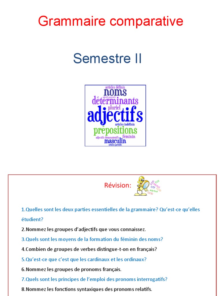 Grammaire comparative : Verbes et pronoms | PDF | Verbe | Genre grammatical