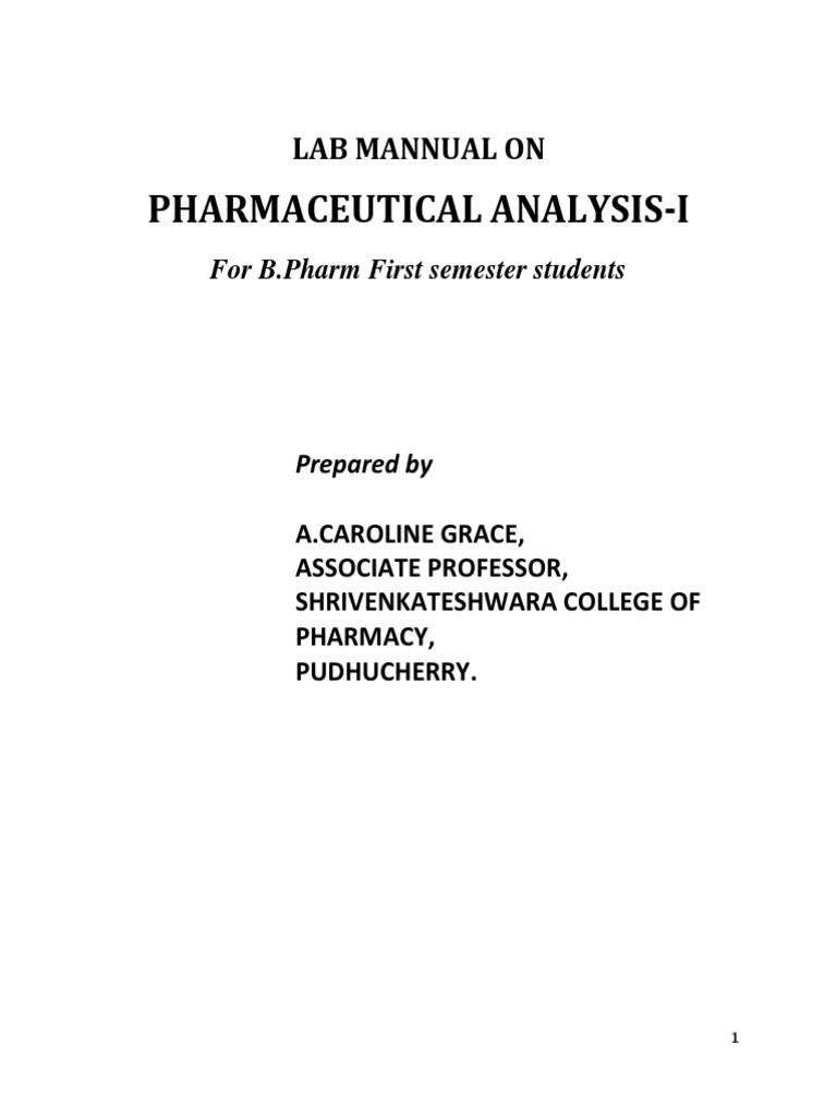 P.analYSIS Lab Manual PDF Chemistry Titration