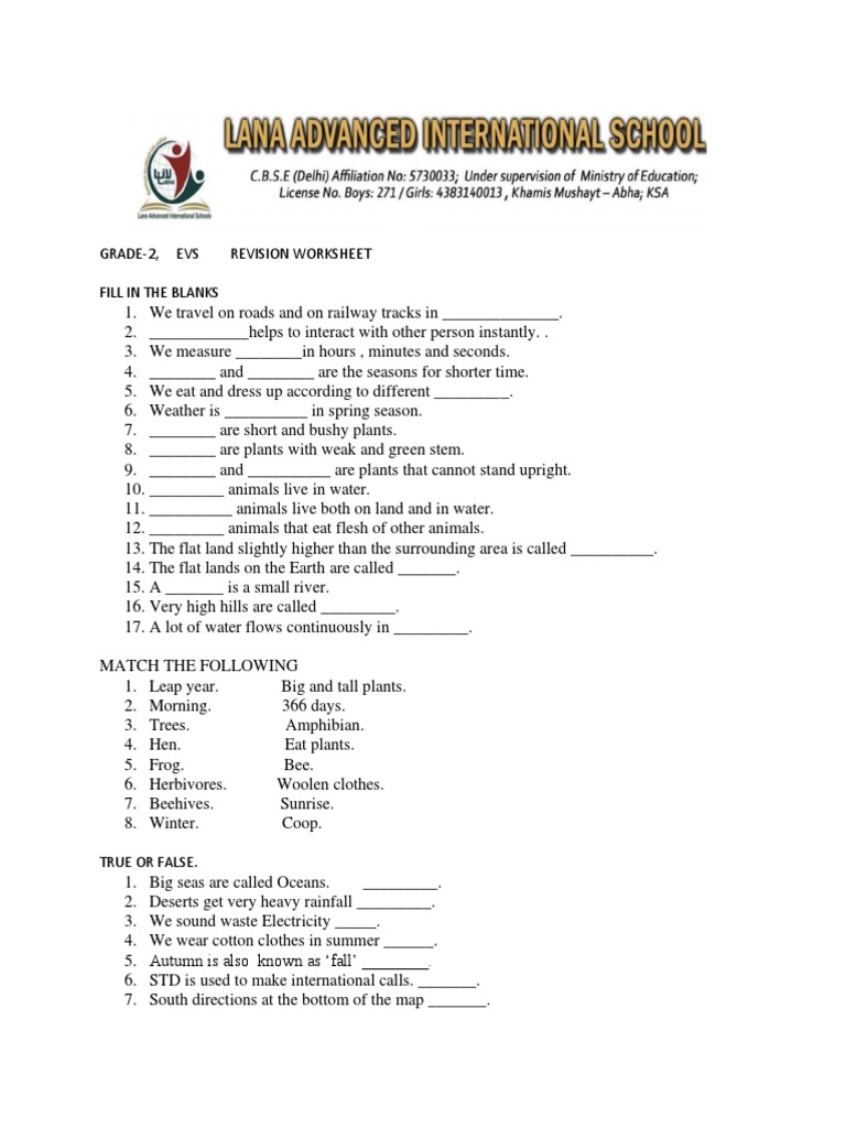 Evs Term 3 Worksheet Pdf Earth Sciences Organisms