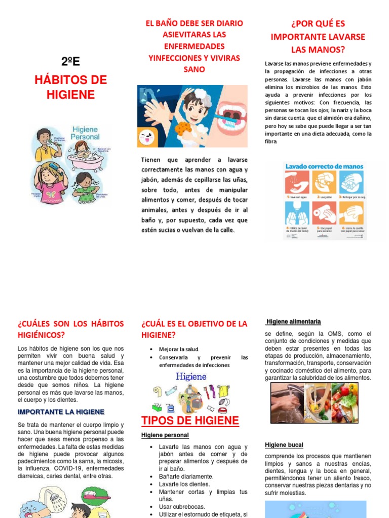 Triptico de Higuiene | PDF | Lavado de manos | Higiene