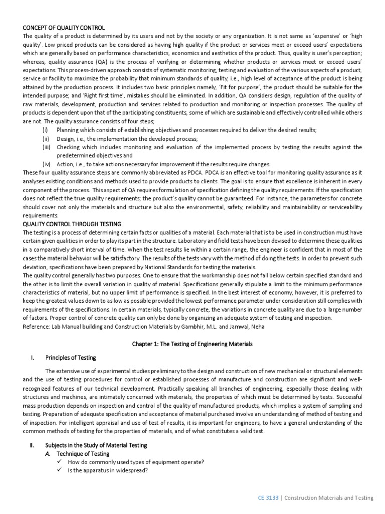 Quality Control in Construction Testing | PDF | Accuracy And Precision ...