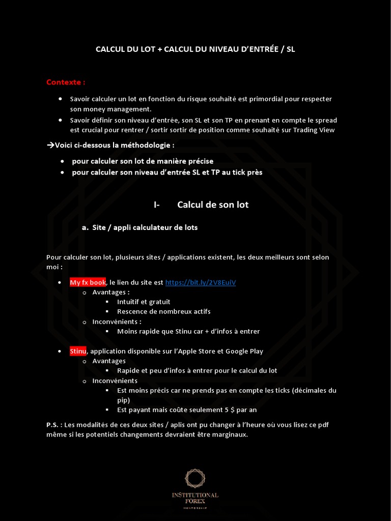 Calcul Du Lot Spread | PDF | Opérateur de marché | Marché (Économie)