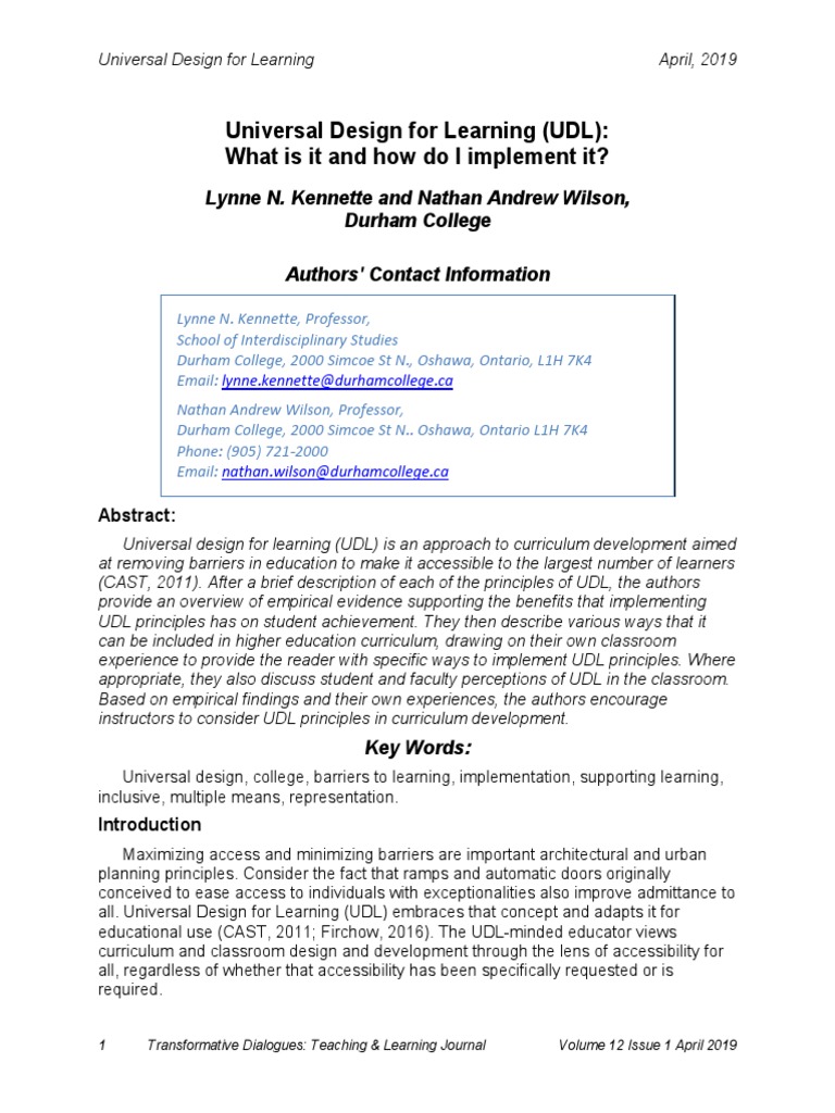 Universal Design For Learning (UDL) : What Is It and How Do I Implement