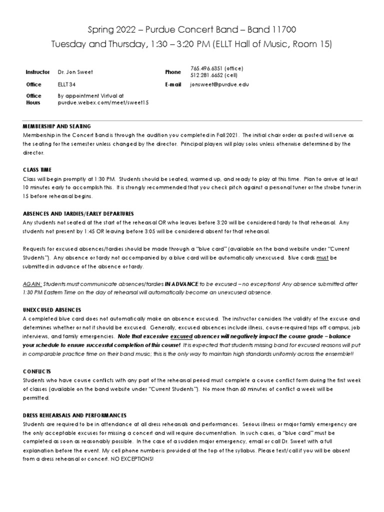 Purdue Concert Band Spring 2022 Guide | PDF | Emergency Management ...
