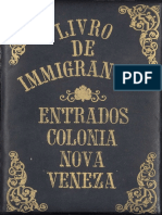 Livro de Immigrantes Entrado Colonia Nova Veneza 1891 A 1894