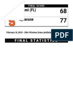 Syracuse vs. Miami Women's Basketball Box Score, Feb. 19, 2023