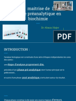 La Phase Préanalytique en Biologie Médicale