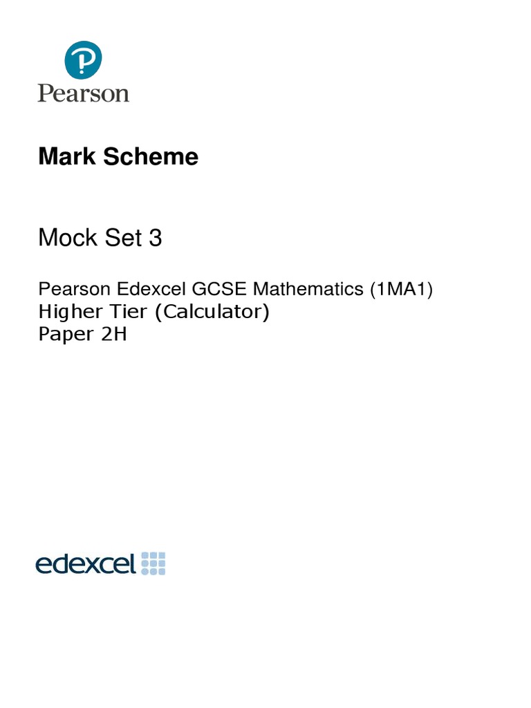 Mock 3 Paper 2H MARK SCHEME | PDF | Mathematics | Mathematical Objects