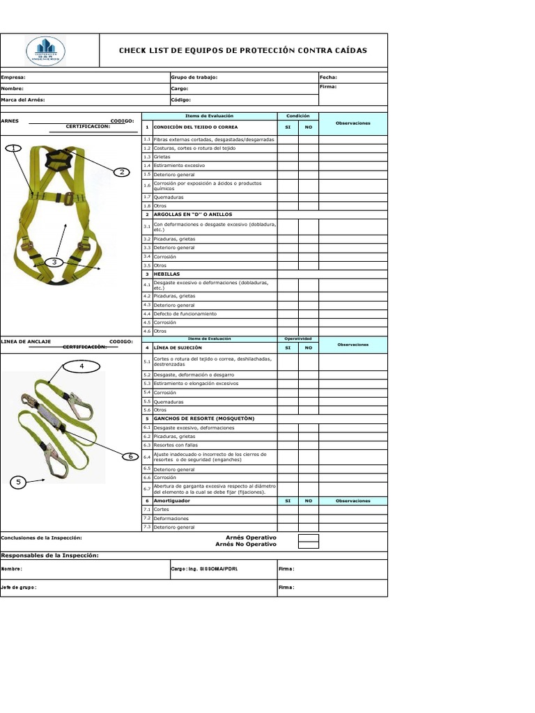 Check List de Arnés de Seguridad | PDF