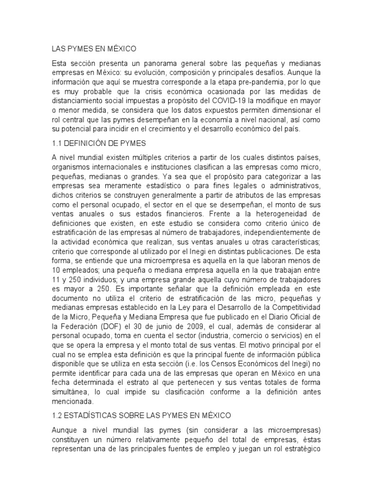 LAS PYMES EN MÉXICO | PDF | Pequeñas y medianas empresas | Impuesto ...