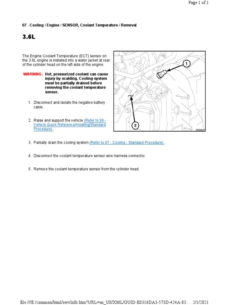 3.6L Engine Coolant Temp Sensor Removal PDF