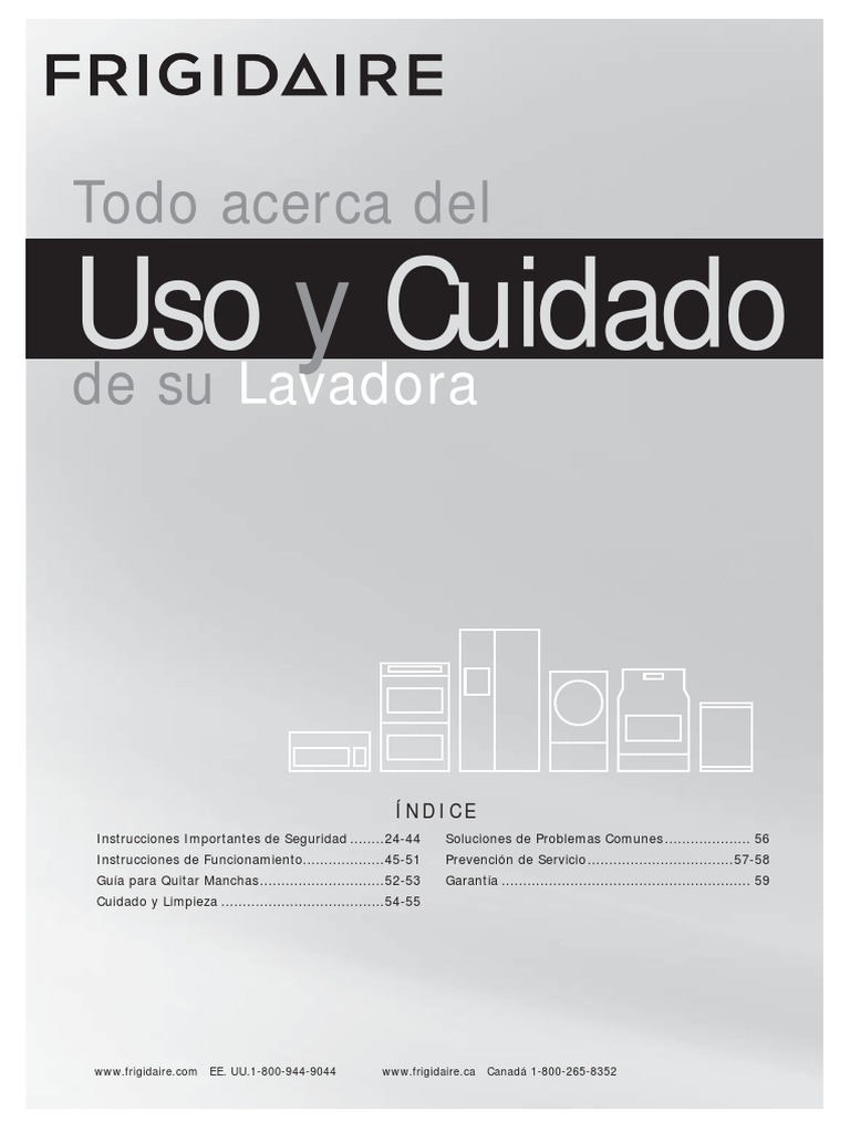 Uso y Cuidado de Lavadora Frigidaire FFTW4120SW1 PDF Agua Lavadora