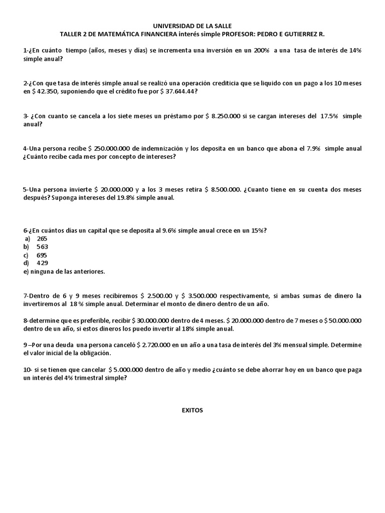 Taller 2 Int Simple | PDF