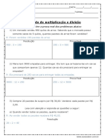 Atividade de Matematica Multiplicacao e Divisao 4 Ou 5 Ano Com Respostas