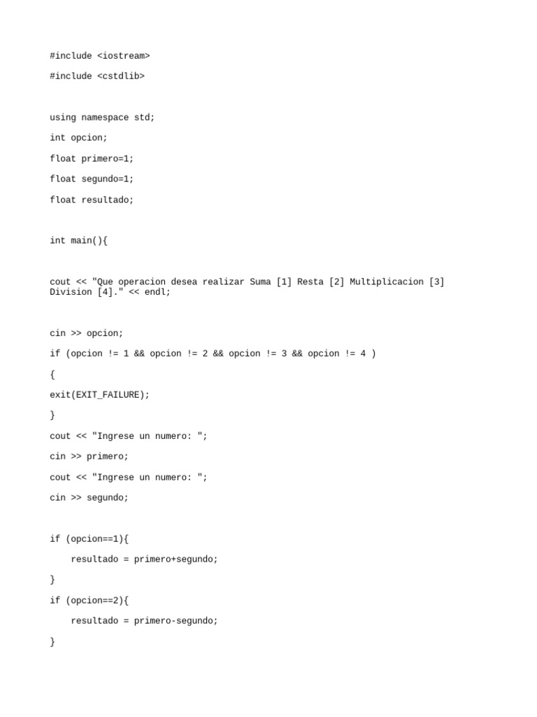 Calculadora Básica en C++ | PDF | Informática