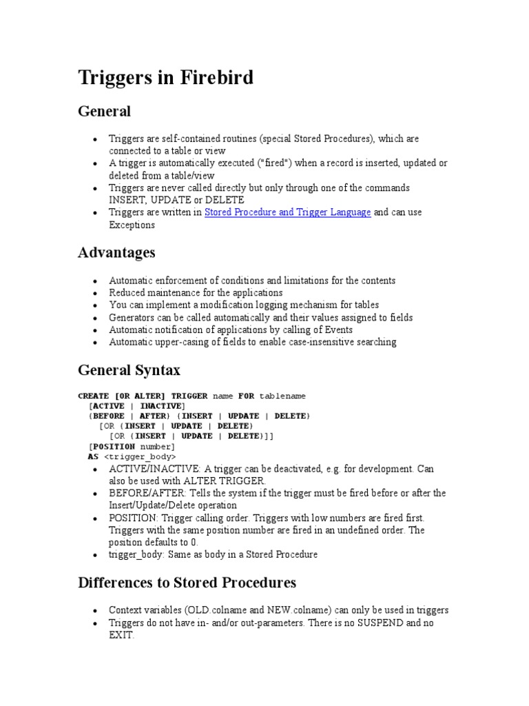 Firebird Triggers and Stored Procedures | PDF | Software Engineering ...