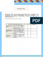 Evaluación final actividad aprendizaje rubrica