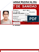 Carnet de Sanidad: Nombres: - Apellidos: Ce / Dni: Domicilio: Distrito: C. de Trabajo: Condicion