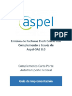 Implementación de Complemento - CartaPorte - 1 - 0 - AutotransporteFederal SAE 80