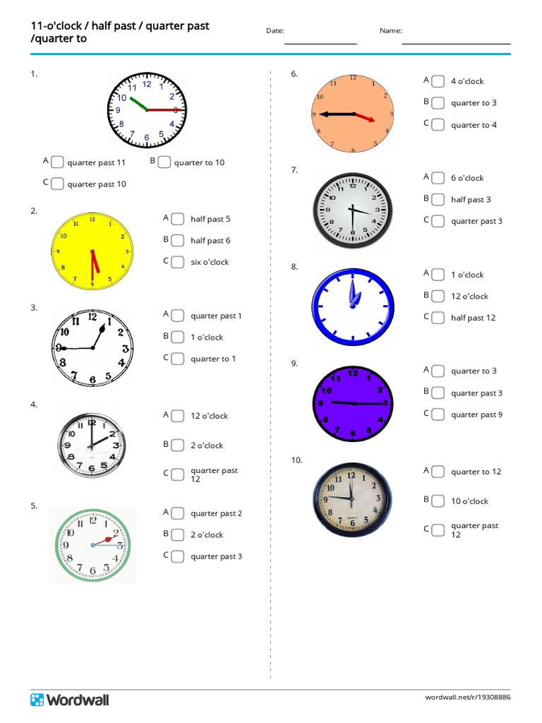 Telling Time: Wordwall Activities | PDF