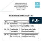 Horario de Recreo Jornada Vespertina