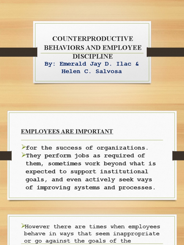 Counterproductive Employee Behaviors | PDF | Employee Retention ...