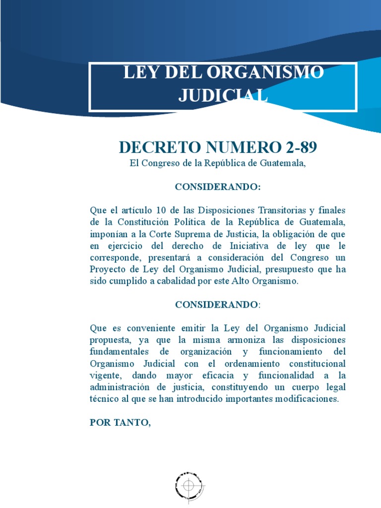 Ley del organismo judicial pdf judicaturas jurisdicci n