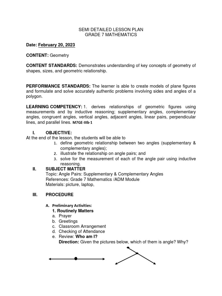 Angle Relationships: Supplementary & Complementary | PDF | Angle | Geometry