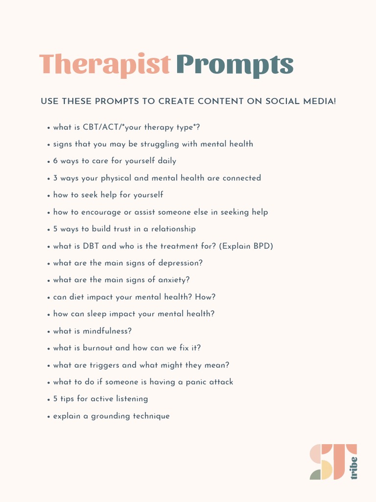 60 therapist prompts pdf psychotherapy mental health