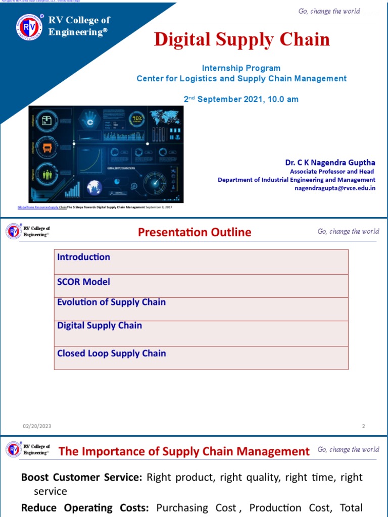 Digital Supply Chain Internship 2021 PDF Supply Chain Management