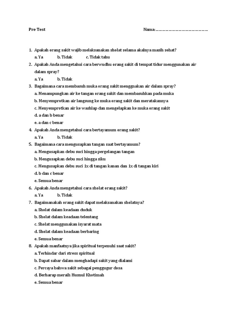 Wudhu dan Sholat untuk Orang Sakit | PDF