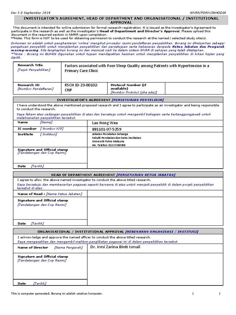 Template IA HOD IA Form | PDF