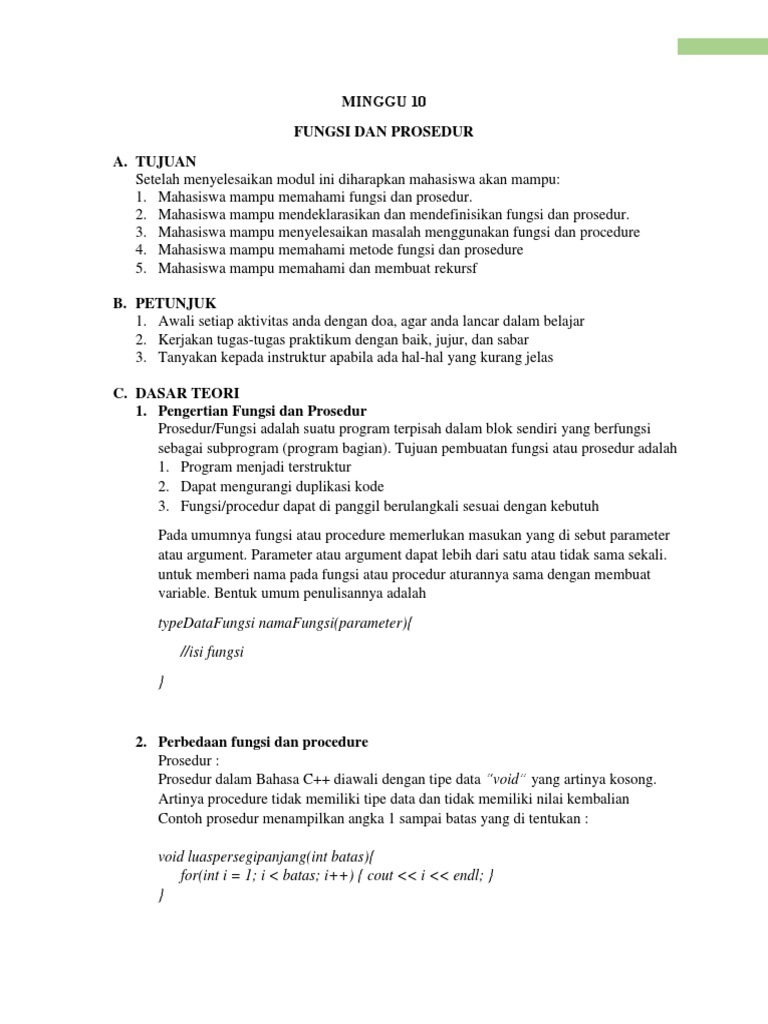 Fungsi dan Prosedur dalam C++ | PDF | Komputer | Teknologi & Rekayasa