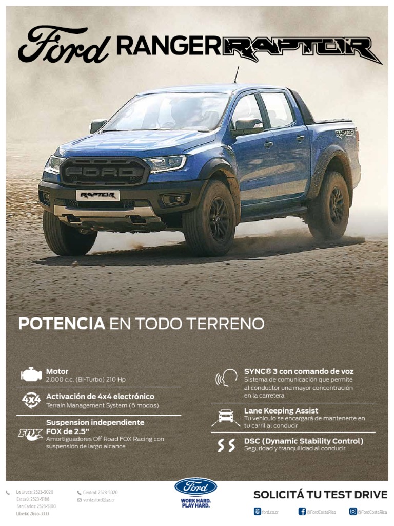 Ficha TÃ©cnica - Ranger-Raptor | PDF | Tracción en las cuatro ruedas ...